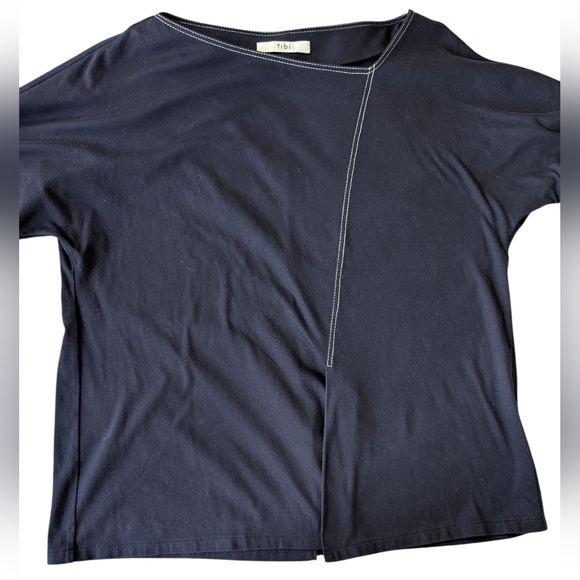 Tibi Navy Top With White Stitching sz L - Picture 3 of 9